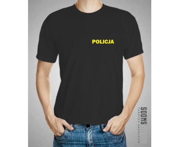 Koszulka męska KOSZULKA POLICJA NADRUK ŻÓŁTY